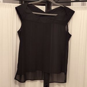 See-through boat neck long top